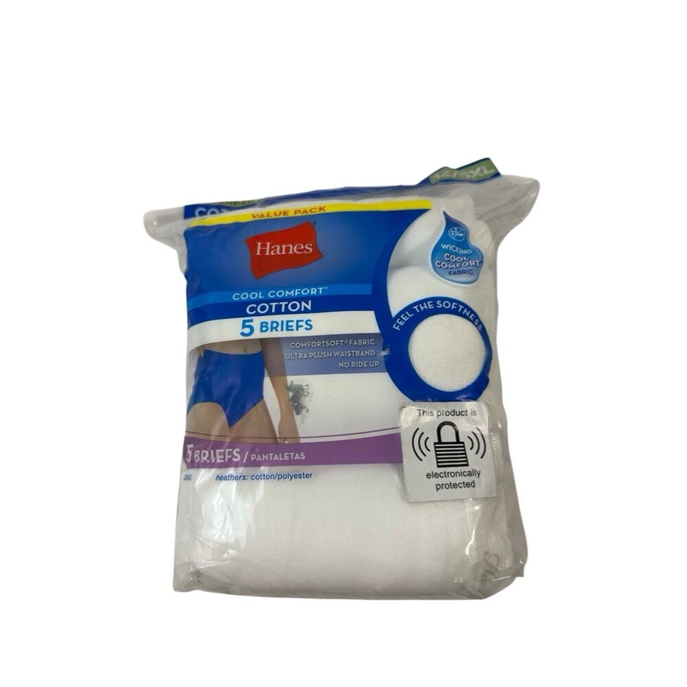 Hanes cotton briefs‎ white underwear 5 pairs new